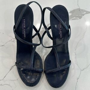 Ralph Lauren Collection/Purple Label Heels, Blue Croc, Size 7